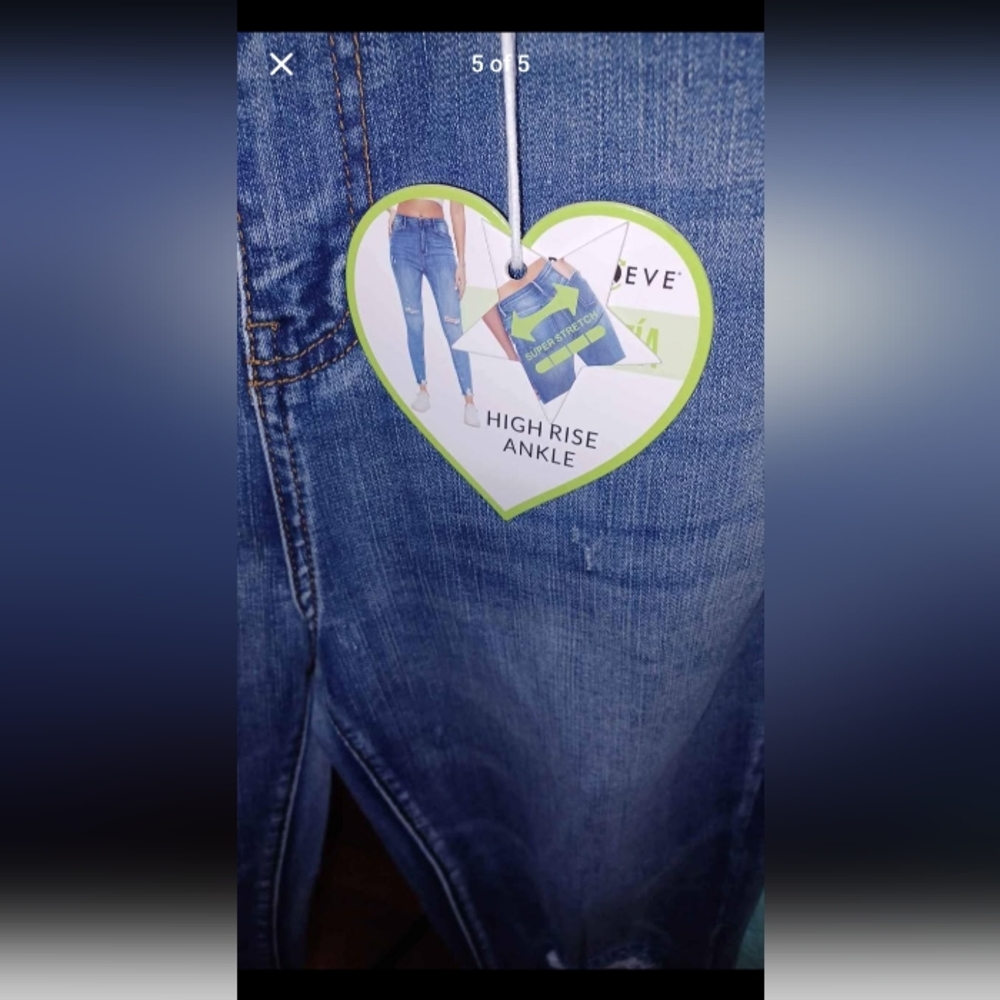 Telfar Blue Distressed Jeans High Rise - Picture 5 of 5